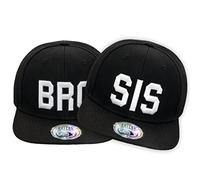 JOHNNY CHICOS NY New York süße Unisex Schwester Bruder Kindercap Smile Tiger Adler Prince Kinder Cap Snapback und Mütze ca. 49-58cm Kopfumfang (One Size, Black:BRO+SIS)