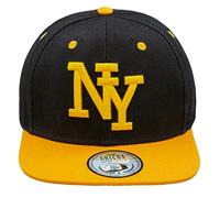 JOHNNY CHICOS NY New York süße Unisex Schwester Bruder Kindercap Smile Tiger Adler Prince Kinder Cap Snapback und Mütze ca. 49-58cm Kopfumfang (One Size, NY Kids Black Yellow)