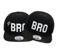 JOHNNY CHICOS NY New York süße Unisex Schwester Bruder Kindercap Smile Tiger Adler Prince Kinder Cap Snapback und Mütze ca. 49-58cm Kopfumfang (One Size, Black:BRO+Lil-BRO)