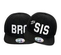 JOHNNY CHICOS NY New York süße Unisex Schwester Bruder Kindercap Smile Tiger Adler Prince Kinder Cap Snapback und Mütze ca. 49-58cm Kopfumfang (One Size, Black:BRO+Lil-SIS)