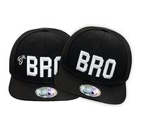 JOHNNY CHICOS NY New York süße Unisex Schwester Bruder Kindercap Smile Tiger Adler Prince Kinder Cap Snapback und Mütze ca. 49-58cm Kopfumfang (One Size, Black:BRO+Big-BRO)