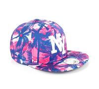 JOHNNY CHICOS Sommer Snapback Schirmmütze Mütze Kappe Cap Flower Blumen One Size Verstellbarer Verschluss Unisex Vintage Snapback Schirmmütze Mütze Kappe USA Hawaii Beach (Palm-Blue)