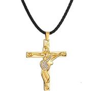 Johnny Hallyday Halskette Kreuz Anhänger Edelstahl Silber/Gold/Schwarz