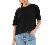 Johnny Urban Cropped Shirt Damen und Herren Schwarz - Zoey - Kurzes Top aus Baumwolle - Crop Shirt Kurzarm - Basic Tshirt für Sommer