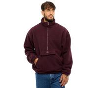 Johnny Urban Fleecepullover Herren Rot - Ruben - Pulli mit Reißverschluss - Half Zip Sweater aus Fleece - Warmer Oversized Troyer Mit Kängurutasche - Stehkragen