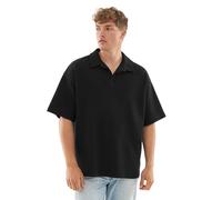 Johnny Urban Poloshirt Herren Schwarz - Landon - Oversized T Shirt aus Oeko Tex Baumwolle & Elasthan - Basic Kurzarm Polo Shirt - 280GSM - Oversize Fit