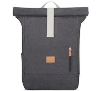 Johnny Urban Rolltop Rucksack Damen & Herren Schwarz Anthrazit - Adam Large - 16" Laptop Fach - Robustes Baumwoll Canvas - Wasserabweisend