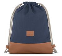 Johnny Urban Turnbeutel Damen & Herren Blau Braun - Luke - Beutel Rucksack mit Kordelzug - Baumwoll Canvas - Kleine Innentasche für Wertsachen