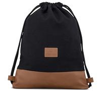 Johnny Urban Turnbeutel Damen & Herren Schwarz - Luke - Beutel Rucksack mit Kordelzug - Baumwoll Canvas - Kleine Innentasche für Wertsachen