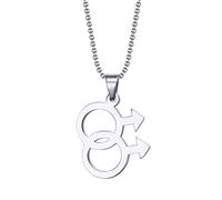 Joielavie Bijouterie Anhänger Halskette Doppelte Männlich Symbol Spleiß Homosexuell Lesbian LGBT Gay Pride Edelstahl Kette Geschenk Für Männer Herren