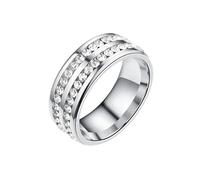 Joielavie Ring für Paare, Diamant, simuliert, Zirkonia, zweireihig, Edelstahl, Ehering, Verlobungsring, Hochzeit, Schmuck für Herren und Damen, Edelstahl