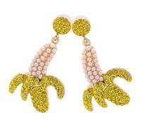 JOINPAYA 1 Paar Bananen Ohrringe mit Strass Statement Frucht Ohrstecker Leichter Ohrhänger für Frauen Modisches Ohrdekor für Alltag und Party