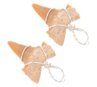 JOINPAYA 2 Stück Haifischzahn Anhänger mit Silberdraht Umwickelt Coole Herren Halskette für Outdoor Surfer Fossiler Hai Zahn Charm für DIY Schmuck und Geschenk