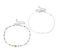 JOINPAYA 2 Stück Muschelkette Perlenchoker Verstellbar für Damen und Teenager Strandurlaub Sommer Schmuck