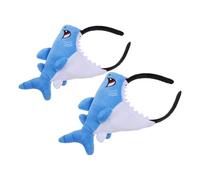 JOINPAYA 2 Stück-pack Hai Haarreifen für Damen Flauschiges Stirnband mit 3d Hai Motiv Blau Kunststoffrahmen mit Weichem Stoff Geeignet für Cosplay Make Up und Spa