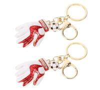 JOINPAYA 2 Stück Pack Sport Schlüsselanhänger mit Fußball und Baseballhandschuh Motiv Robuste Zinklegierung Rot Kompakt für Rucksack und Taschen Geschenk für Sportfans