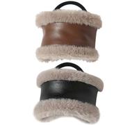 JOINPAYA 2 Stück Pu Leder Haargummis mit Plüsch Elastische Pferdeschwanzhalter für Dünnes Haar Modische Haarmanschetten in Braun und Schwarz Vielseitige Haaraccessoires für Damen
