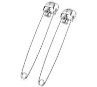 JOINPAYA 2 Stück Silberne Totenkopf Sicherheitsnadeln aus Legierung mit Sicherheitsverschluss und Deckenbefestigung für Kleidung und Partys im Retro Stil