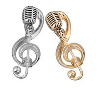 JOINPAYA 2 Stück Vintage Mikrofon Brosche aus Langlebiger Zinklegierung Modisches Musik Accessoire für Damen und Herren Klassisches Design für Kleidung und Taschen für Musikliebhaber