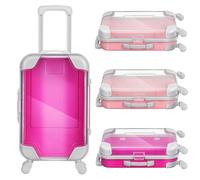 JOINPAYA 4 Stück Kleiner Kosmetikkoffer für Damen Tragbarer Hartschalen Make Up Koffer in Pink Kompakte Reise Kosmetiktasche mit Griff Aufbewahrung für Make Up und Wimpern