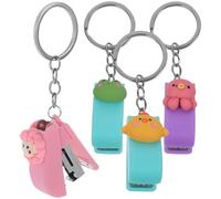 JOINPAYA 4 Stück Niedliche Tierhefter Schlüsselanhänger mit Abs und Edelstahl Kleiner Hefter Schlüsselring für Schüler Vielseitig Einsetzbar an Gürtel und Lanyard