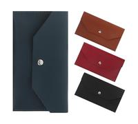 JOINPAYA 4 Stück Pack Pu Leder Geldbörsen im Briefumschlag Stil Schlanke Damen Geldbeutel 17,5x9,5cm Wiederverwendbare Reise Bargeldhüllen Budget Organizer in Rot Schwarz Braun Blau