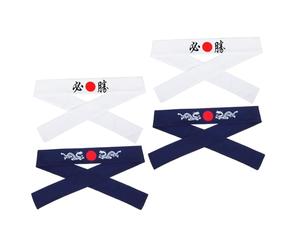 JOINPAYA 4 Stück pack Samurai Stirnbänder aus Baumwolle Japanische Sport Bandanas Schweißfrei und Atmungsaktiv Herren Zubehör für Karate und Workouts
