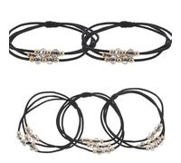 JOINPAYA 5 Stück pack Schwarze Strass Haargummis mit Dreilagigem Perlen Design Elastisch und Leicht Elegante Haarschmuck für Damen für Alltag und Unterwegs