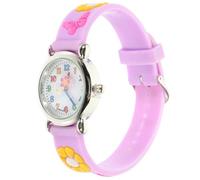 JOINPAYA Armbanduhr mit Blumenmuster Silikon Uhr für Mädchen Cartoon Quarzuhr mit Klarem Zifferblatt Flexibel und Sicher für Kleinkinder