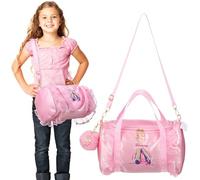 JOINPAYA Balletttasche Mädchen mit Stickerei Geräumige Tanzschultertasche Abnehmbarer Schultergurt Sporttasche für Gymnastik Schule und Reisen Inkl Flauschiger Schlüsselanhänger