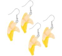JOINPAYA Bananen Ohrringe für Damen 2 Paar Baumelnde Fruchtohrringe aus Leichtem Material Leuchtend Gelbe Bananen Anhänger für Alltag und Party