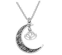 JOINPAYA Boho Lotus Halskette mit Mondanhänger Zarte Damen Halskette aus Filigranem Metall Kreativer Halsschmuck für Geschenke und Besondere Anlässe