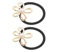JOINPAYA Elastische Haargummis mit Perlenblumen Haarschmuck aus Metall und Polyester 2 Stück-pack keine Abdrücke Elegantes Design für Hochsteckfrisuren für Damen und Mädchen