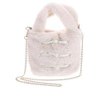 JOINPAYA Flauschige Damen Handtasche aus Kunstfell Kleine Plüsch Schultertasche mit Kettenriemen Beuteltasche für Winteroutfits Weiche Umhängetasche Im Modernen Chinesischen Stil