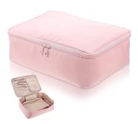 JOINPAYA Große Kosmetiktasche aus Pu Leder mit Henkel Reise Kosmetik Organizer Multifunktionaler Kulturbeutel zur Aufbewahrung von Toilettenartikeln und Schmuck