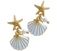 JOINPAYA Muschelohrringe Damen 1 Paar Ohrhänger mit Perle Leicht Angenehm zu Tragen Alltag Festliche Anlässe