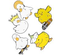 JOINPAYA Niedliche Ebene Anstecknadeln 5 Stück Kleine Bunte Enten Broschen aus Metall Cartoon Pins für Kleidung Rucksack Geschenk