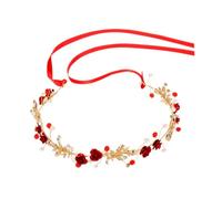 JOINPAYA Perlen Haarband mit Blumen Damen Kopfschmuck für Brautfrisur und Mädchen Leichter Haarschmuck aus Legierung und Stoff Festlicher Stirnband für Party und Festival