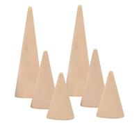 JOINPAYA Ringhalter 6 Holzkegel Schmuckständer mit Variabler Höhe für Schmuckgeschäfte und Private Präsentationen