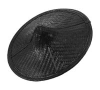 JOINPAYA Ritterhut aus Bambus Geflochten Schwarz 35cm Durchmesser Traditioneller Handgewebter Hut für Bühnenauftritte und Kreative Kostümierung