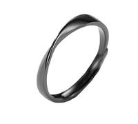 JOINPAYA S925 Silber Paarring Offen für Fernbeziehung Damen Herren Schmuck Schwarzer Ring Langlebig Fingerschmuck