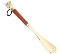 JOINPAYA Schuhlöffel Langer Griff 32cm aus Zinklegierung mit Hundekopf Motiv Braun Reise Schuhlöffel für Senioren und Erwachsene