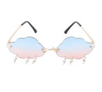 JOINPAYA Stylische Sonnenbrille Wolkenform Randlos mit UV Filter für Damen Festival und Techno Rave Besondere Brille