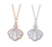 JOINPAYA Titanstahl Muschelkette Damen 2 Stück Veredelte Halskette mit Muschelanhänger Roségold Silber Modischer Schmuck für Alltag und Geschenk