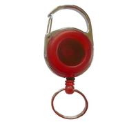 JOJO - Ausweishalter / Ausweisclip / Schlüsselanhänger mit runder Form, Metallumrandung, Gürtelclip, Schlüsselring, Farbe transparent rot- 10 Stück