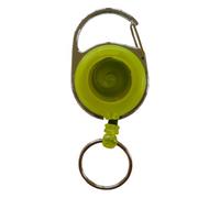 JOJO - Ausweishalter / Ausweisclip / Schlüsselanhänger mit runder Form, Metallumrandung, Gürtelclip, Schlüsselring, Farbe transparent gelb- 10 Stück