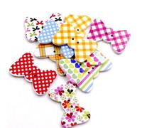 jojofuny 100 Stück Holzknöpfe in Schleifenform Zweiloch Farbiger Mix Handgefertigte Umweltfreundliche Selbstgemacht Nähknöpfe für Kleidung Basteln und Dekoration Zufällige Zufällige Farbe