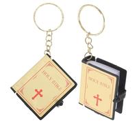 jojofuny 2 Stück Bibel Tasche Schlüsselanhänger aus Abs Miniatur Buch mit Religiösem Motiv Leichte Rucksack Hängedekoration und Taschenanhänger für Auto und Alltag