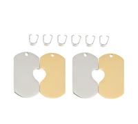 jojofuny 4 Stück Titanstahl Anhänger Selbstgemacht Paar Militärmarken Charm Schmuckanhänger Für Schlüsselanhänger Und Halsketten Edelstahl Silber Gold Schmuckherstellung Zubehör