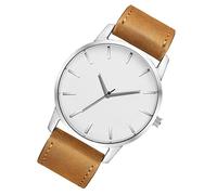 jojofuny Herrenuhr mit Großem Zifferblatt, Quarzwerk, Pu Band, Braun